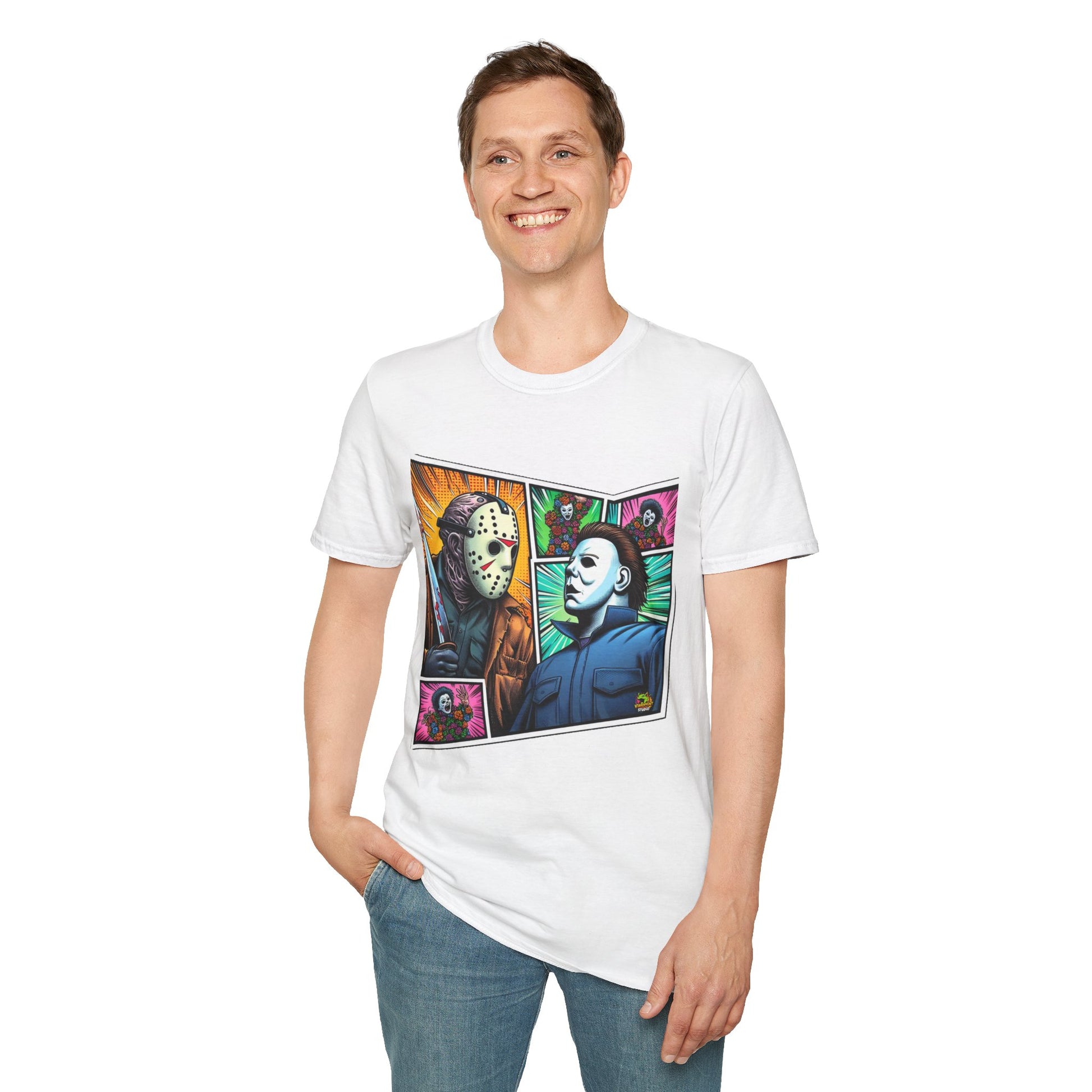 product - Jason Voorhees & Michael Myers Shirt | Funny Vintage Halloween Tee - custom-made. perfect gift idea. Order yours now and stand out with this exclusive piece!