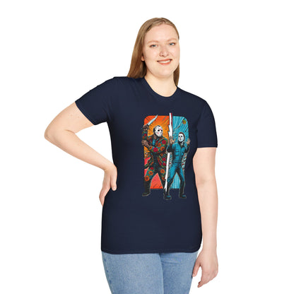 product - Jason Voorhees & Michael Myers Funny Horror Tee | Halloween Shirt - premium material. limited stock. Order yours now and stand out with this exclusive piece!