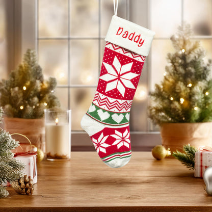 Christmas - Christmas Stocking – Classic Long Knitted Embroidered Holiday Stocking for Christmas Decorations - premium material. limited stock. Order yours now and stand out with this exclusive piece!