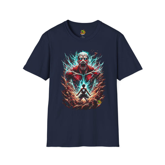 Eren Yeager in mid-transformation into the Attack Titan, symbolizing the reckoning that awaits the Titans on a high-quality black t-shirt, designed by Vibroprint Studio.

