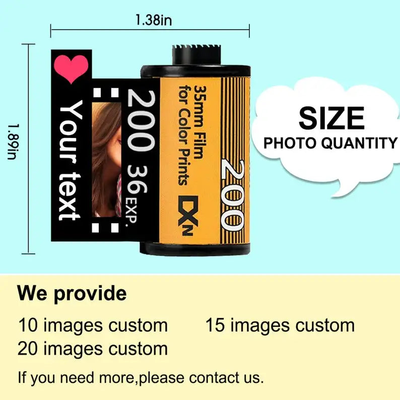 Romantic Valentine's Day keychain, customizable photo film roll