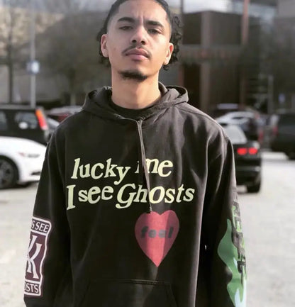 Black Lucky Me I See Ghosts Graffiti Hoodie