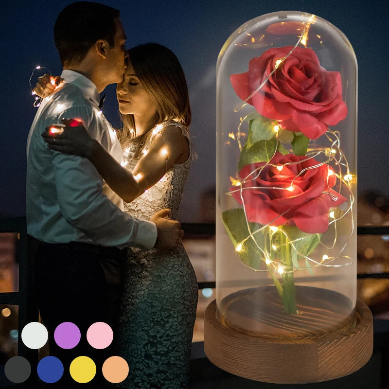 Enchanted LED roses in a glass dome, a romantic Valentine's Day gift