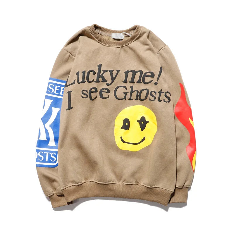 Lucky Me I See Ghosts Hoodie - Graffiti Design Front