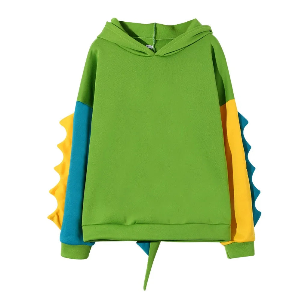 Women's Emerald Green Velvet Cashmere Hoodie with Cute Dinosaur Print - sleeve cuff and pocket detail.