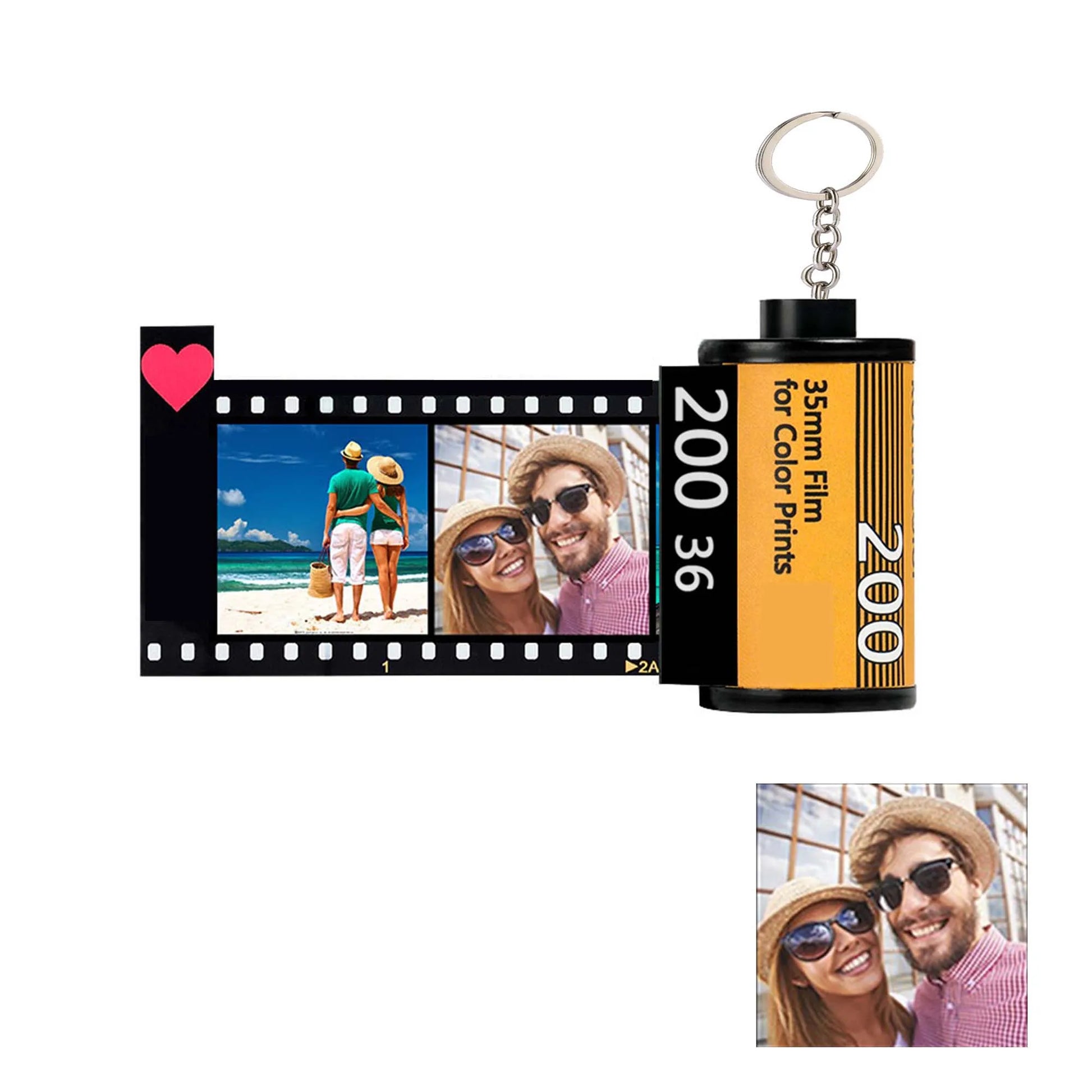 Personalized keychain, film roll design with inserted photo