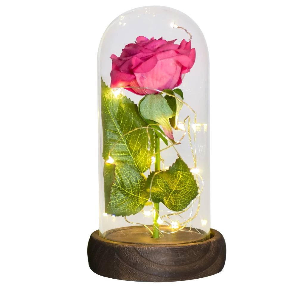 Eternal rose, glass dome, LED strip, Valentine's Day present.