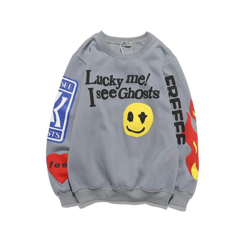 Lucky Me I See Ghosts Hoodie - Graffiti Design Front