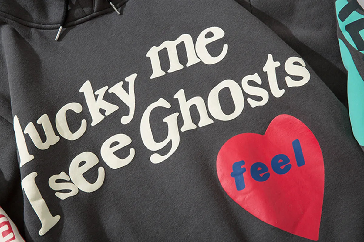 Black Lucky Me I See Ghosts Graffiti Hoodie