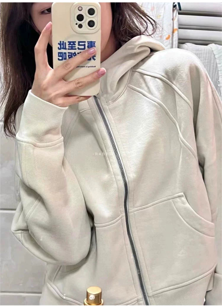 Women's Half-Zip Hooded Athletic Sweatshirt in Heather Gray (Size Small) - Front View