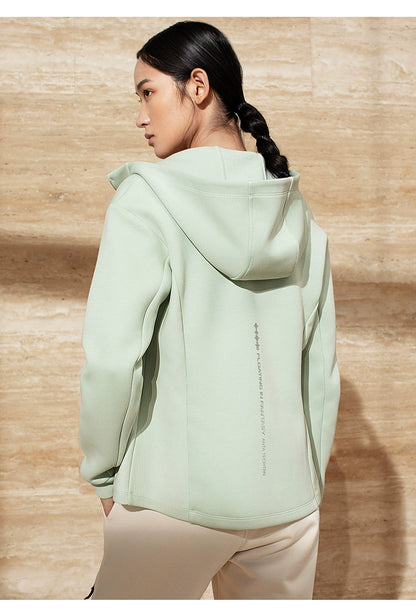 Anta Women's Slim-Fit Knitted Running Jacket in [Color] - Back View Showing Reflective Logo