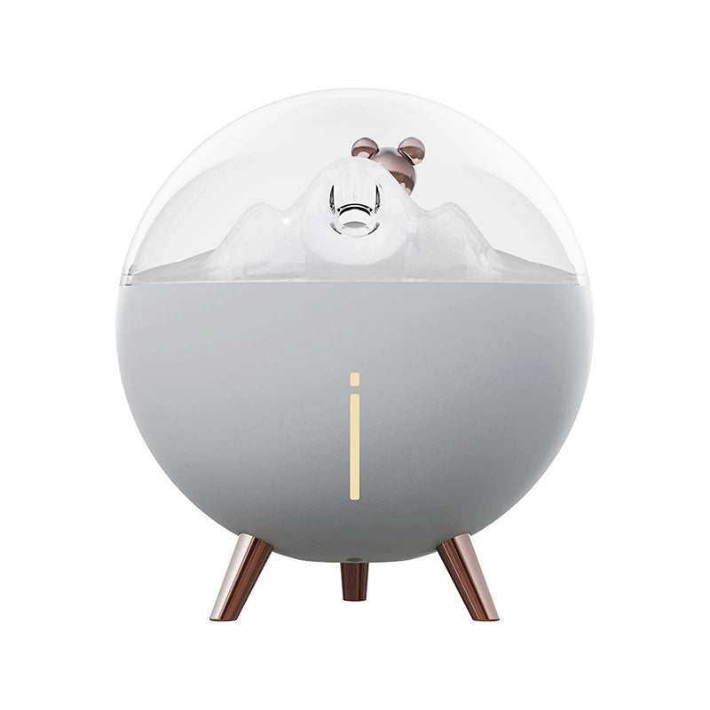 Space Bear Humidifier: Gentle misting operation showcasing humidification output.