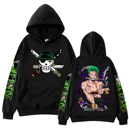 One Piece Zoro Anime Hoodie - Men's Fleece Pullover