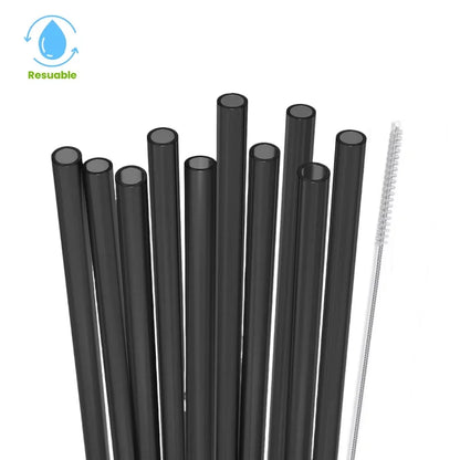 Cleaning brush for reusable straws, included in the 10-pack of black straws for Stanley tumblers.