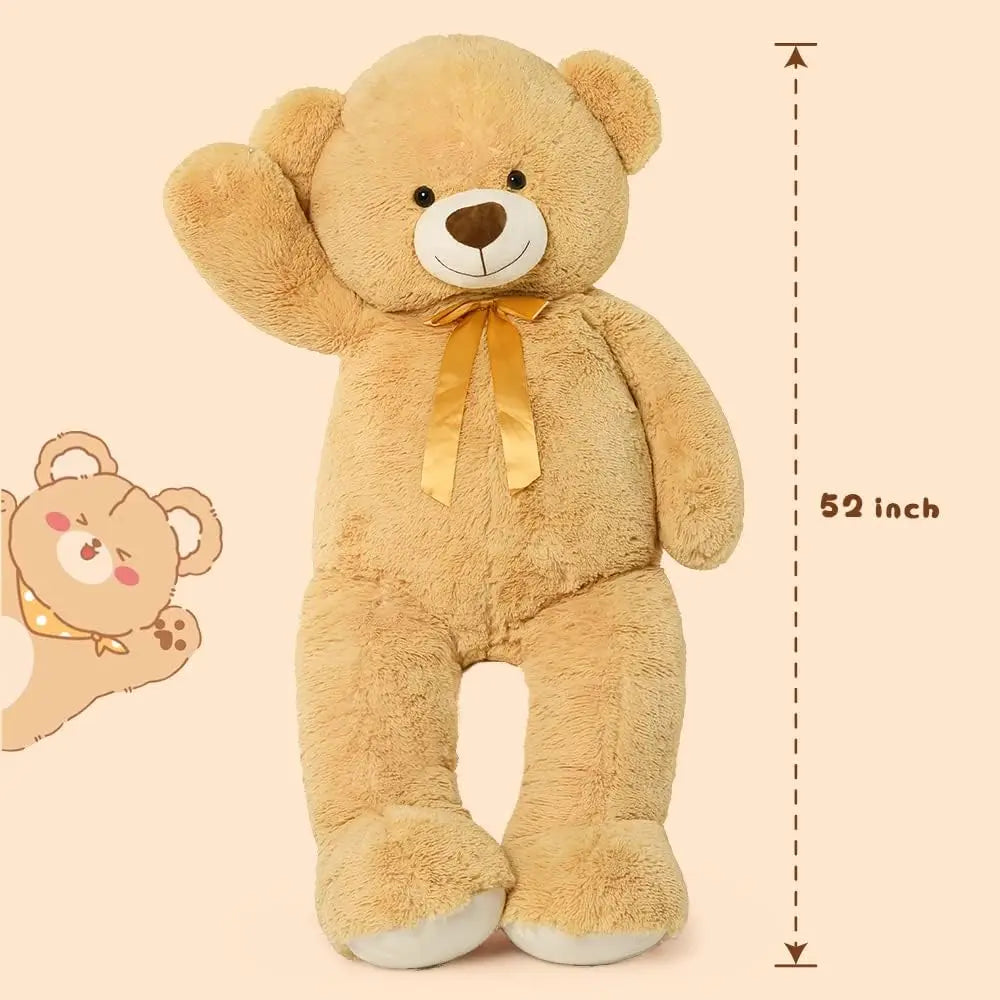 Giant Teddy Bear 52-inch: Plush, Light Brown - Valentine's Gift