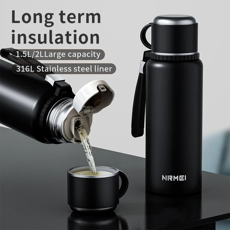 nRMei Thermos Bottle, Stainless Steel, Temperature Display, Hot/Cold Drinks, Tea Filter