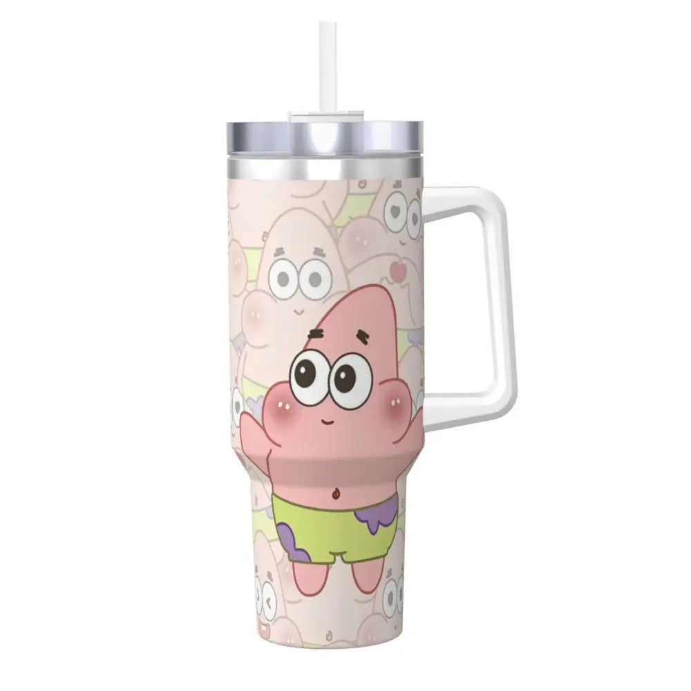 Stanley Tumbler 3D Funny Anime Stainless Steel Spongebob Cartoon Thermal Cup with Straw and Lid, Large Mug, Cold Drink Water Bottle, Owala Tumbler