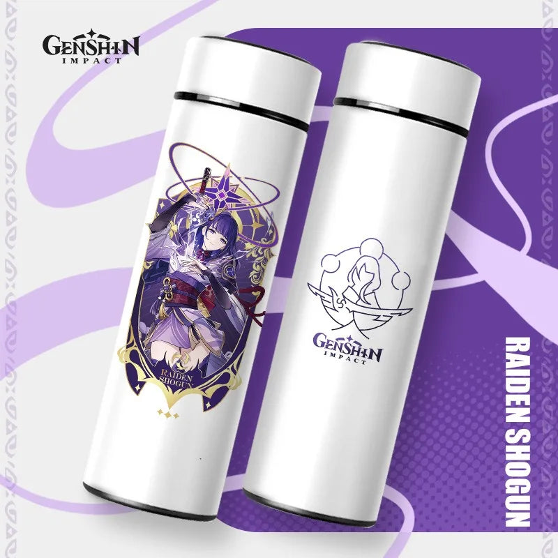 Genshin Impact Thermos Bottle, 4 Characters Design (Hutao, Klee, Beelzebul, Zhongli), Temperature Shown