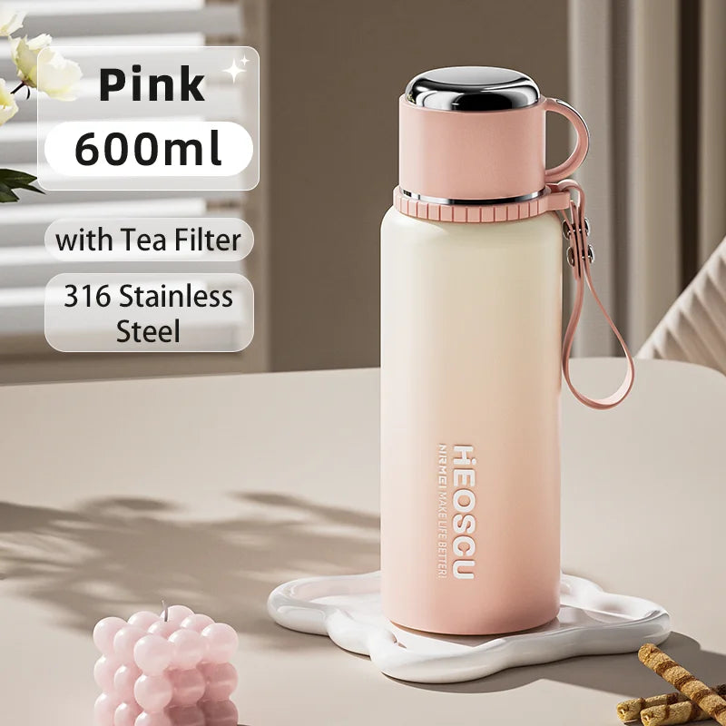 750ml Stainless Steel Thermal Bottle, Temperature Display, Tea Filter Included