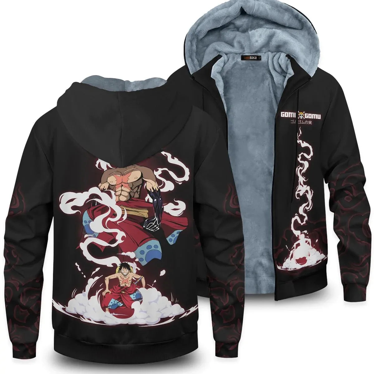 Anime hoodie, Pirate King, side view showcasing sleeve design.