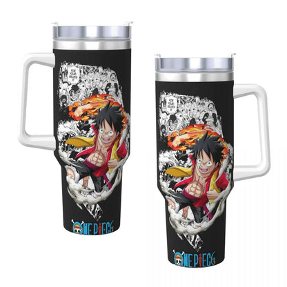 One Piece Anime Stainless Steel Stanley Tumbler - Insulated Travel Mug for Hot and Cold Drinks