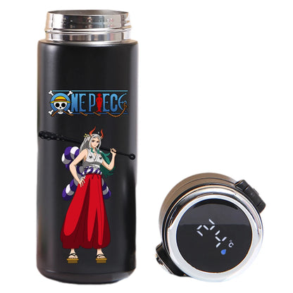 Smart thermos cup: One Piece Luffy, Uta, Yamato art, temperature indicator.