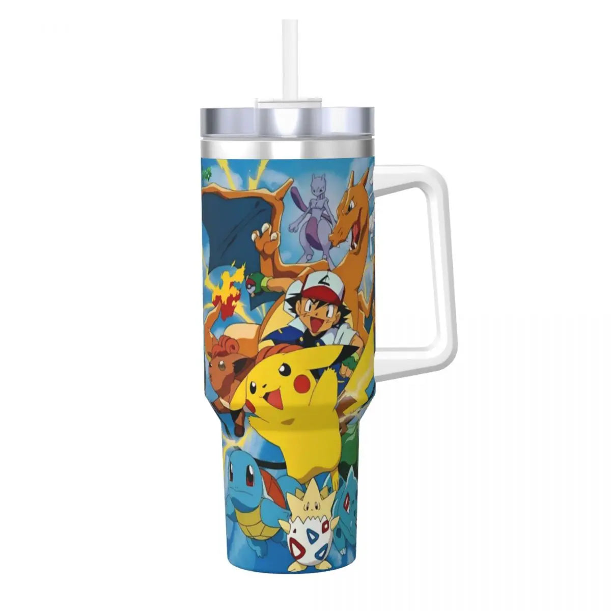 Pokémon Stainless Steel Tumbler | Insulated Water Bottle | Anime Cartoon Print | Cold Drinks & Coffee | Customizable Travel Mug