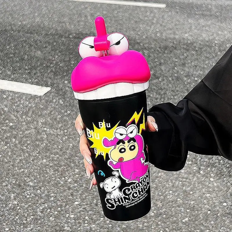 Close-up of Action Pose on Yellow Crayon Shin-chan Vacuum Insulated Tumbler