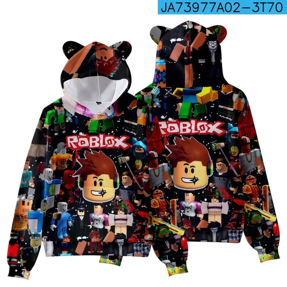 Roblox Cat Ear Hooded Sweatshirt for Kids - Front View, Winter 2024