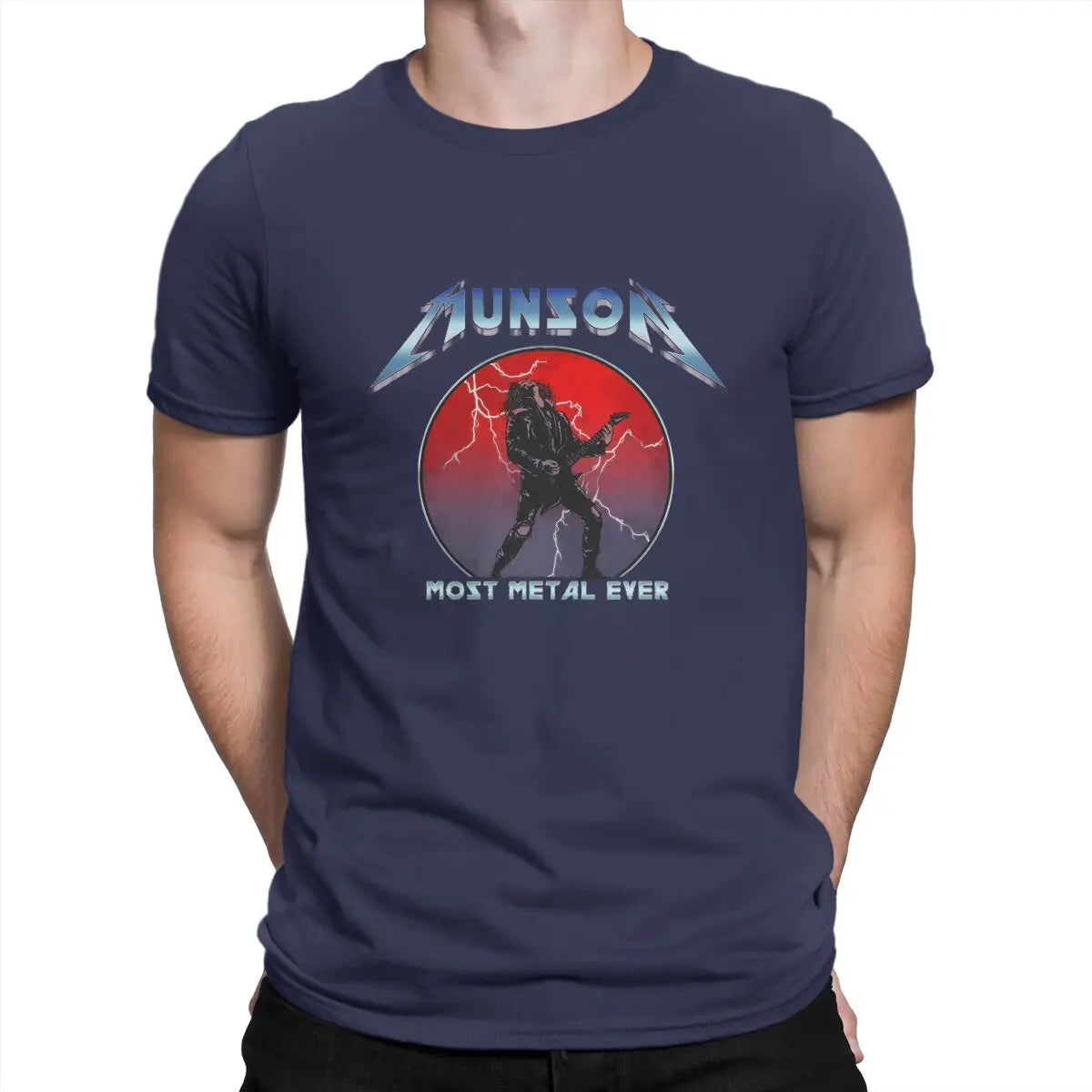 Back view of the Stranger Things Eddie Munson T-Shirt, highlighting the plain black fabric.