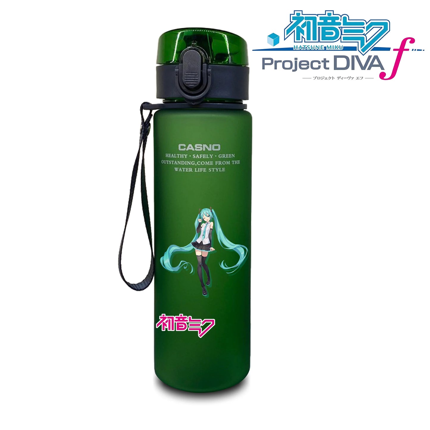 Hot selling Miniso Hatsune Miku cartoon anime large capacity portable plastic sports water bottle cute water bottle beautiful