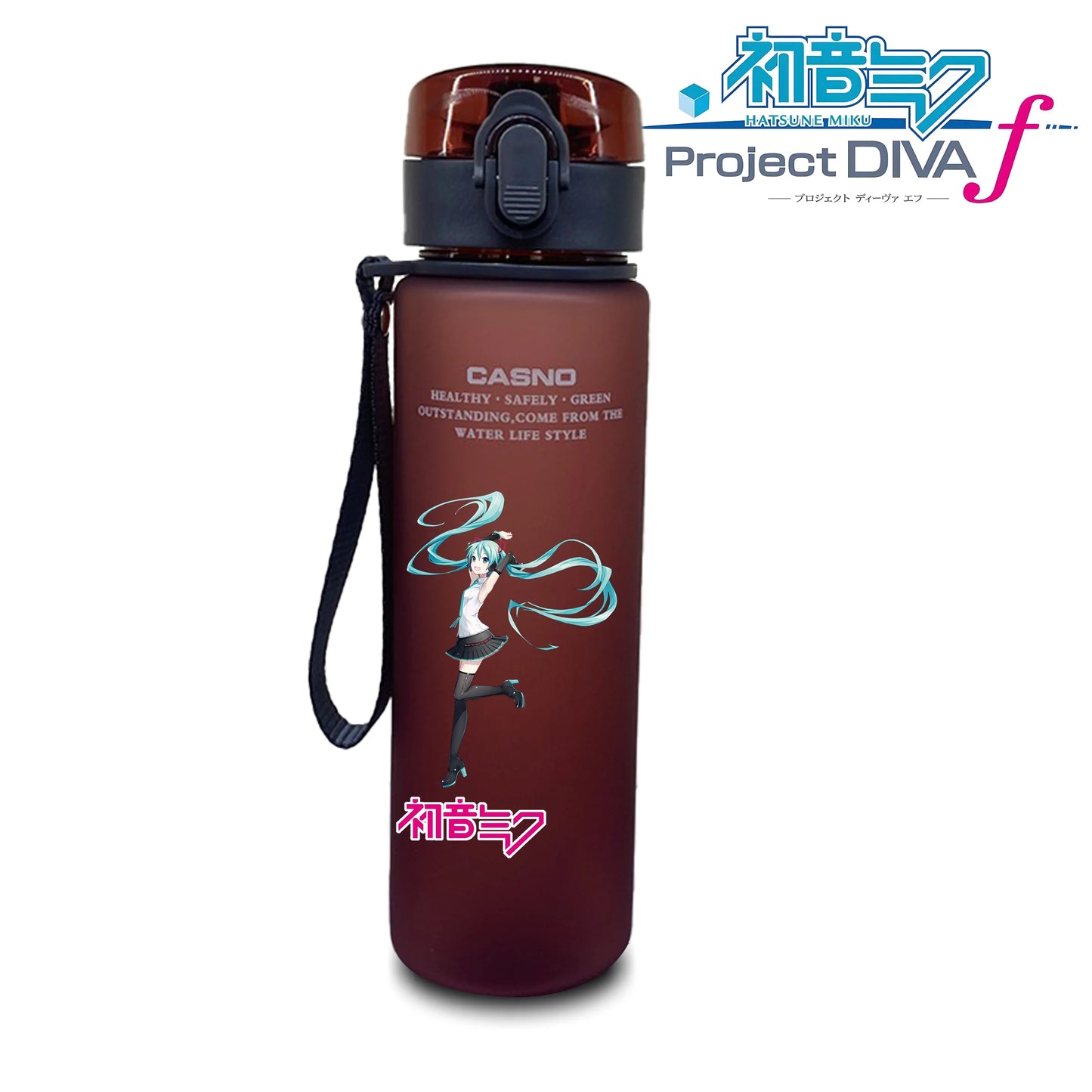 Hot selling Miniso Hatsune Miku cartoon anime large capacity portable plastic sports water bottle cute water bottle beautiful