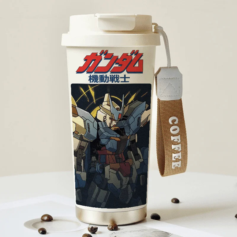 Mobile Suit Gundam Thermos Cup Student Personalized Trendy Water Cup Anime Childlike Stainless Steel Coffee Cup Christmas Gift