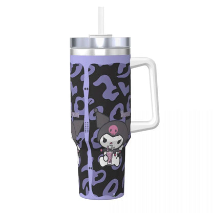 MINISO Kuromi Stainless Steel Tumbler | Sanrio Anime Insulated Travel Mug | Hot & Cold Drinks