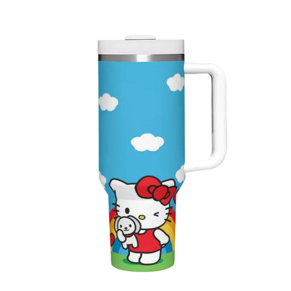 Hello Kitty 40oz tumbler, stainless steel, insulated, with handle & straw.