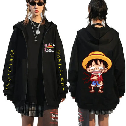 One Piece Zip-Up Hoodie - Casual Style. (Describes the product type and overall style.)