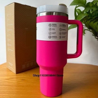 Stainless Steel Tumbler 40 oz with Straw, Pink