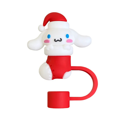 Hello Kitty Christmas straw cover, red outfit with white trim, fits 10mm straws