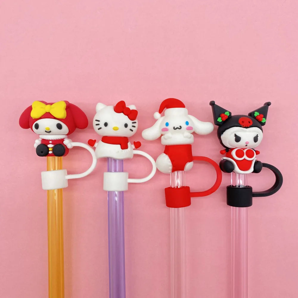 Kuromi Christmas straw cover, purple outfit with black details, for 10mm straws