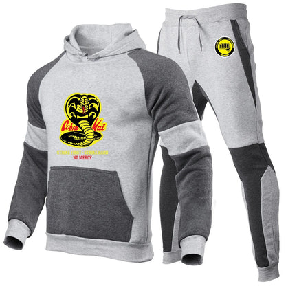 2024 Cobra kai Men New Fashion Cotton Long Sleeve Splicing Hoodies Sportswear Tracksuit Trouser Hoodie Pullover Two Jogging Suit