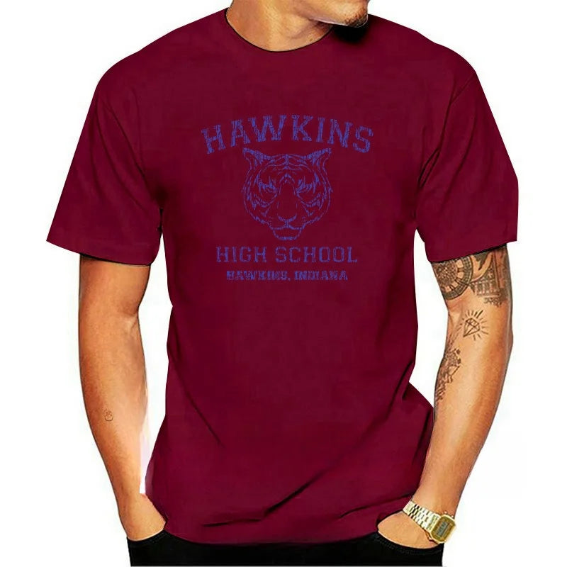 Stranger Things Hawkins High School 539 Men's T-Shirt, Front View, Green