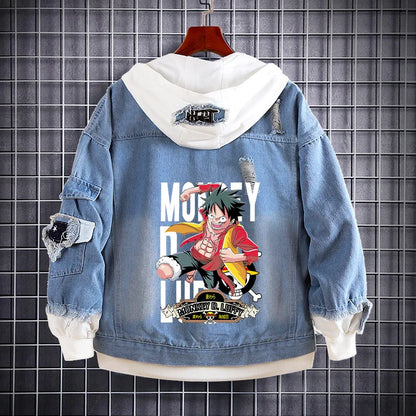 Ace One Piece Denim Jacket Character Print