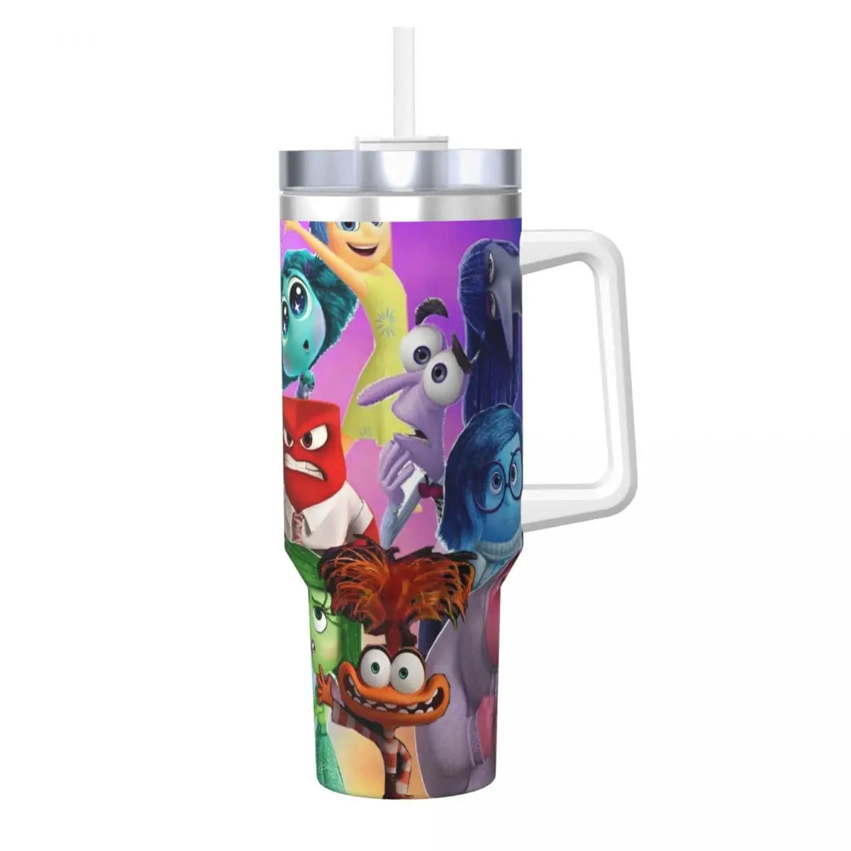 Stanley Tumbler Style MINISO Inside Out Cartoon Thermal Mug, Leakproof Stainless Steel Travel Water Bottle,Stanley Cup Inspired