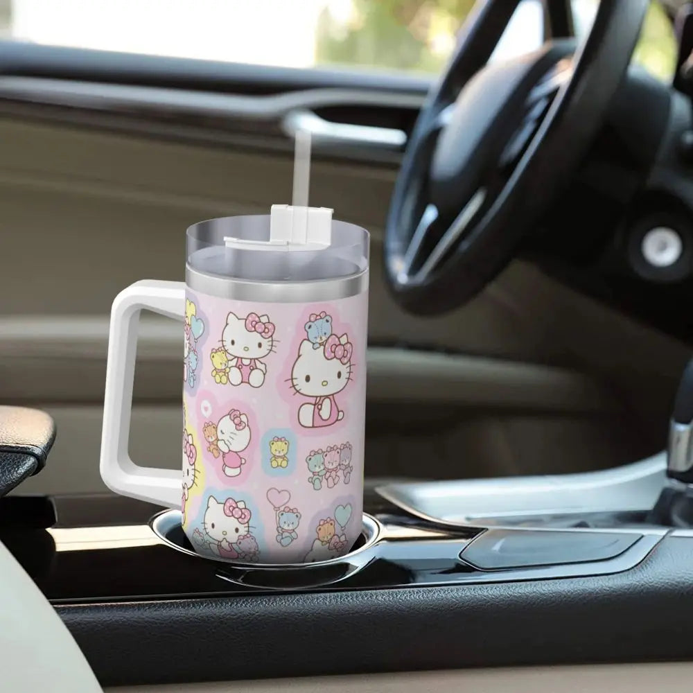 Hello Kitty Stainless Steel Tumbler, Driving Design, with Straw & Lid