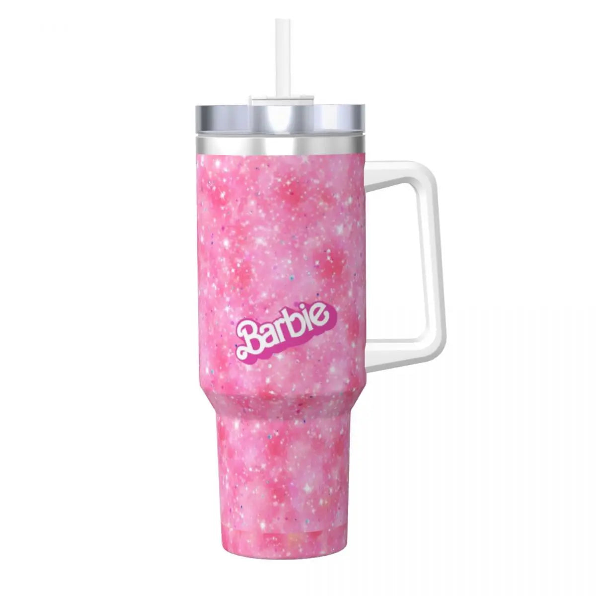 Pink Barbie 40 oz Tumbler, MINISO, Stainless Steel, Insulated, Handle, Straw Included