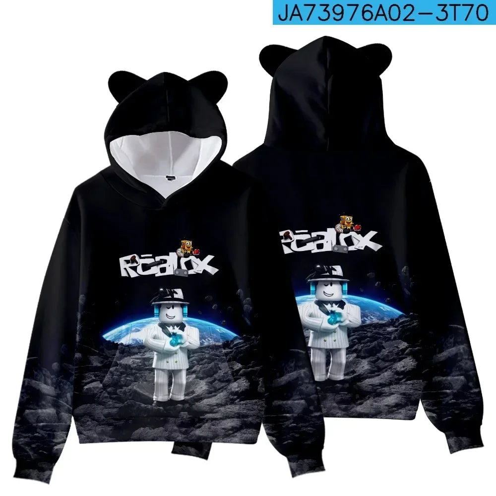 Roblox Hooded Sweatshirt with Cat Ears - Cozy Fleece Lining Detail