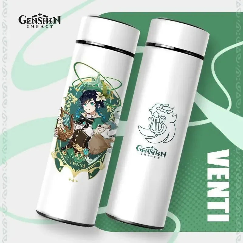 500ml Genshin Impact Vacuum Insulated Bottle Temperature Display Vacuum High Capacity Stainless Steel Thermos Cup Anime Gifts