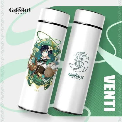 500ml Genshin Impact Vacuum Insulated Bottle Temperature Display Vacuum High Capacity Stainless Steel Thermos Cup Anime Gifts