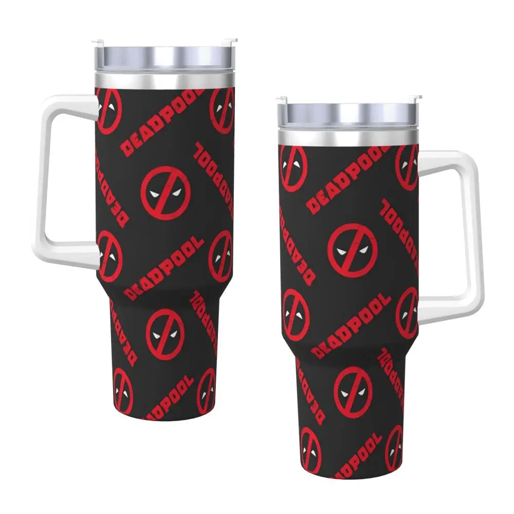 Stanley Tumbler 40oz - Deadpool Marvel Stainless Steel Insulated Cup with Straw, Leakproof Travel Water Bottle, Thermal Mug