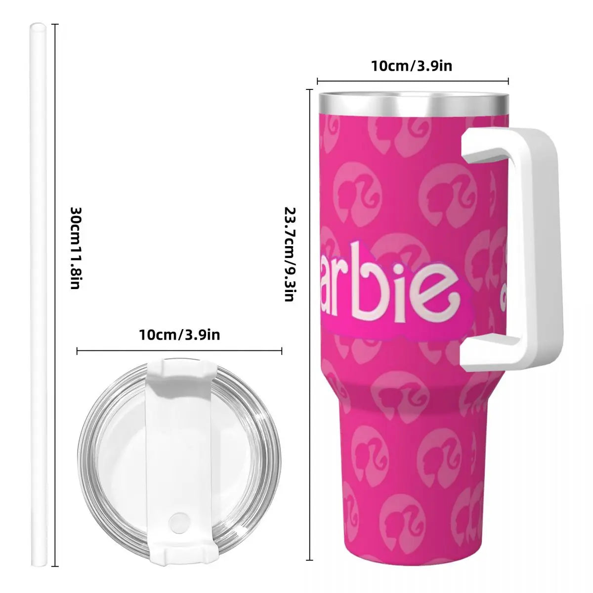 40 oz Insulated Tumbler, Barbie Edition by MINISO, Pink, Stainless Steel, Straw